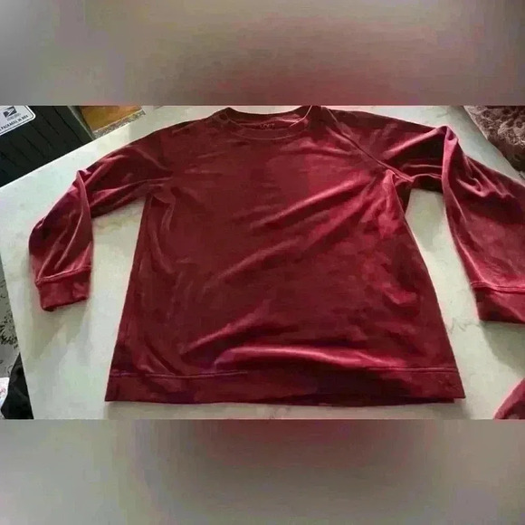 Loft Outlet 2 Piece Velour Jogging Set Top is Size M Bottoms Size L Cayenne Red - Picture 2 of 7